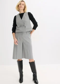 bonprix bonprix Bermudas de raya diplomática con pinzas gris-beige con rayas Clearance