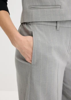 bonprix bonprix Bermudas de raya diplomática con pinzas gris-beige con rayas Clearance