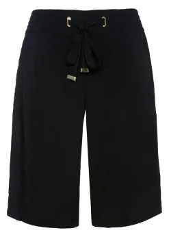 bonprix bonprix Bermudas de viscosa con cinturón Negro Clearance