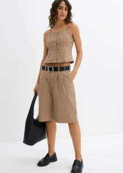 bonprix bonprix Bermudas largas de mezcla de algodón elástico arcilla Online