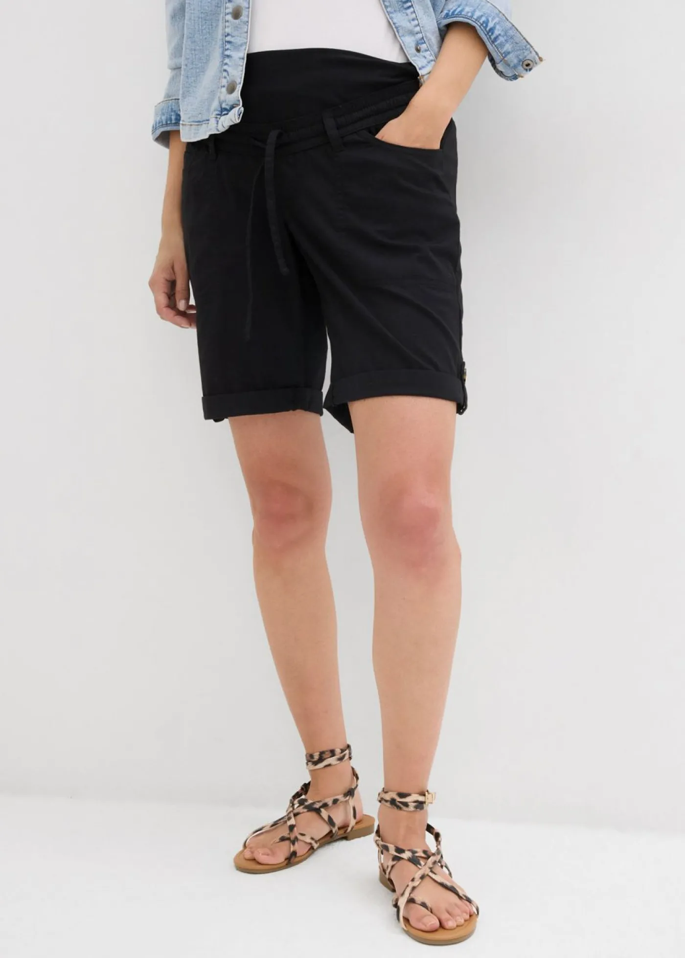 bonprix bonprix Bermudas premamá 2 en 1 convertibles en pantalón corto Negro Sale