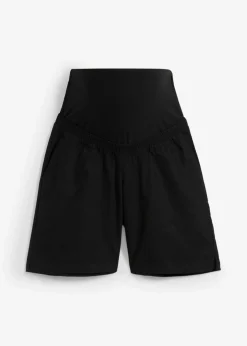 bonprix bonprix Bermudas premamá 2 en 1 de lino y algodón con banda abdominal Negro Clearance