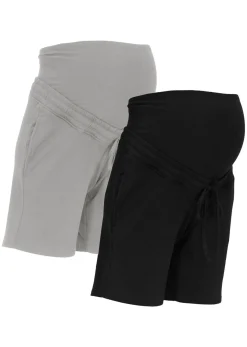 bonprix bonprix Bermudas premamá de tejido de sudadera (2 unidades) Negro-gris jaspeado Outlet