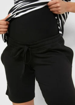 bonprix bonprix Bermudas premamá de tejido de sudadera (2 unidades) Negro-gris jaspeado Outlet