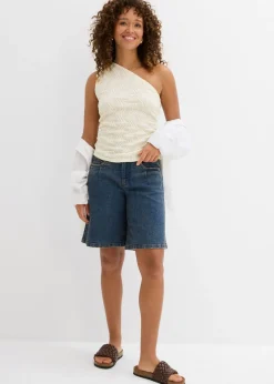 bonprix bonprix Bermudas vaqueras de talle medio azul piedra-beige nuevo usado Best