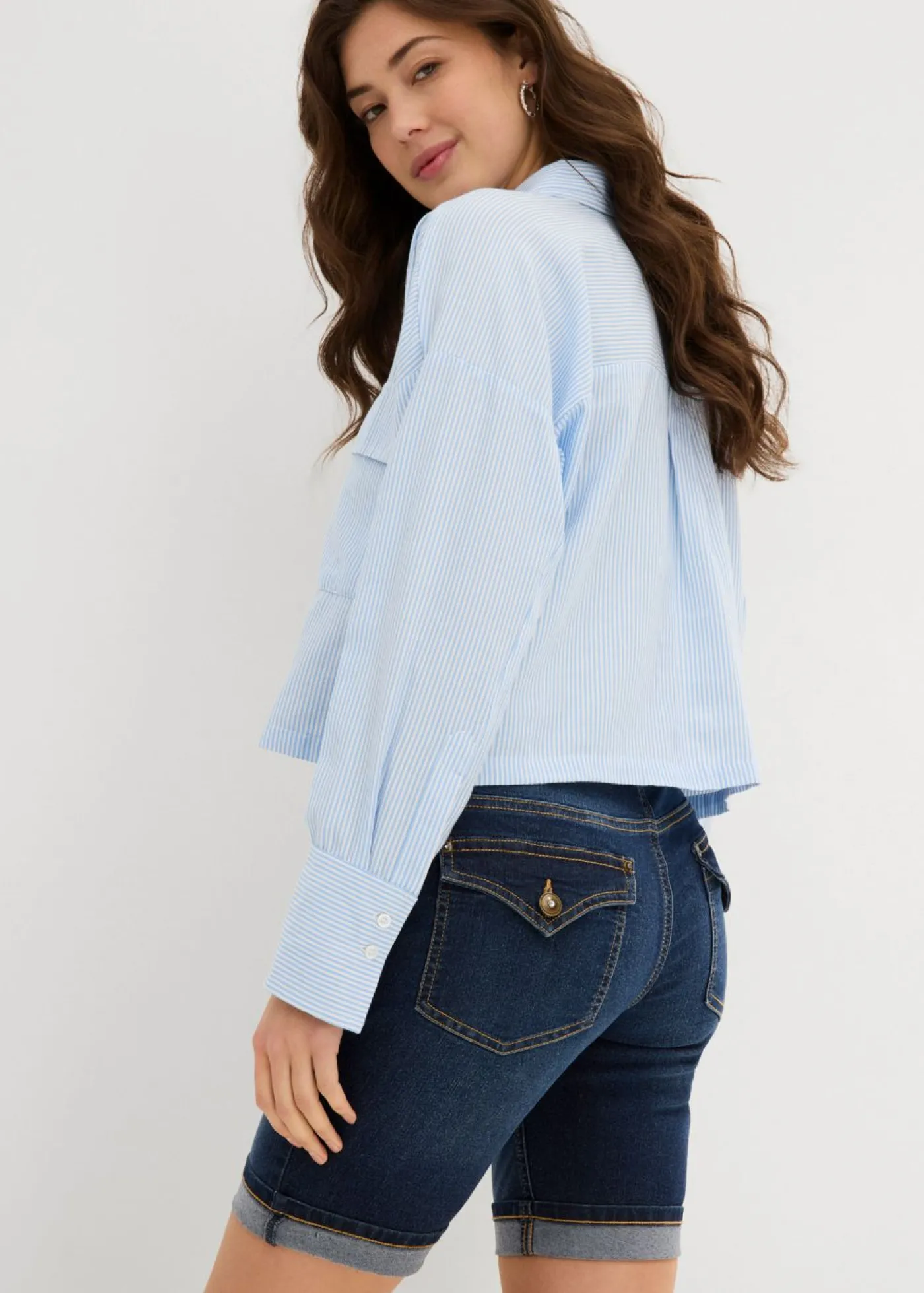 bonprix bonprix Bermudas vaqueras de talle medio denim oscuro New
