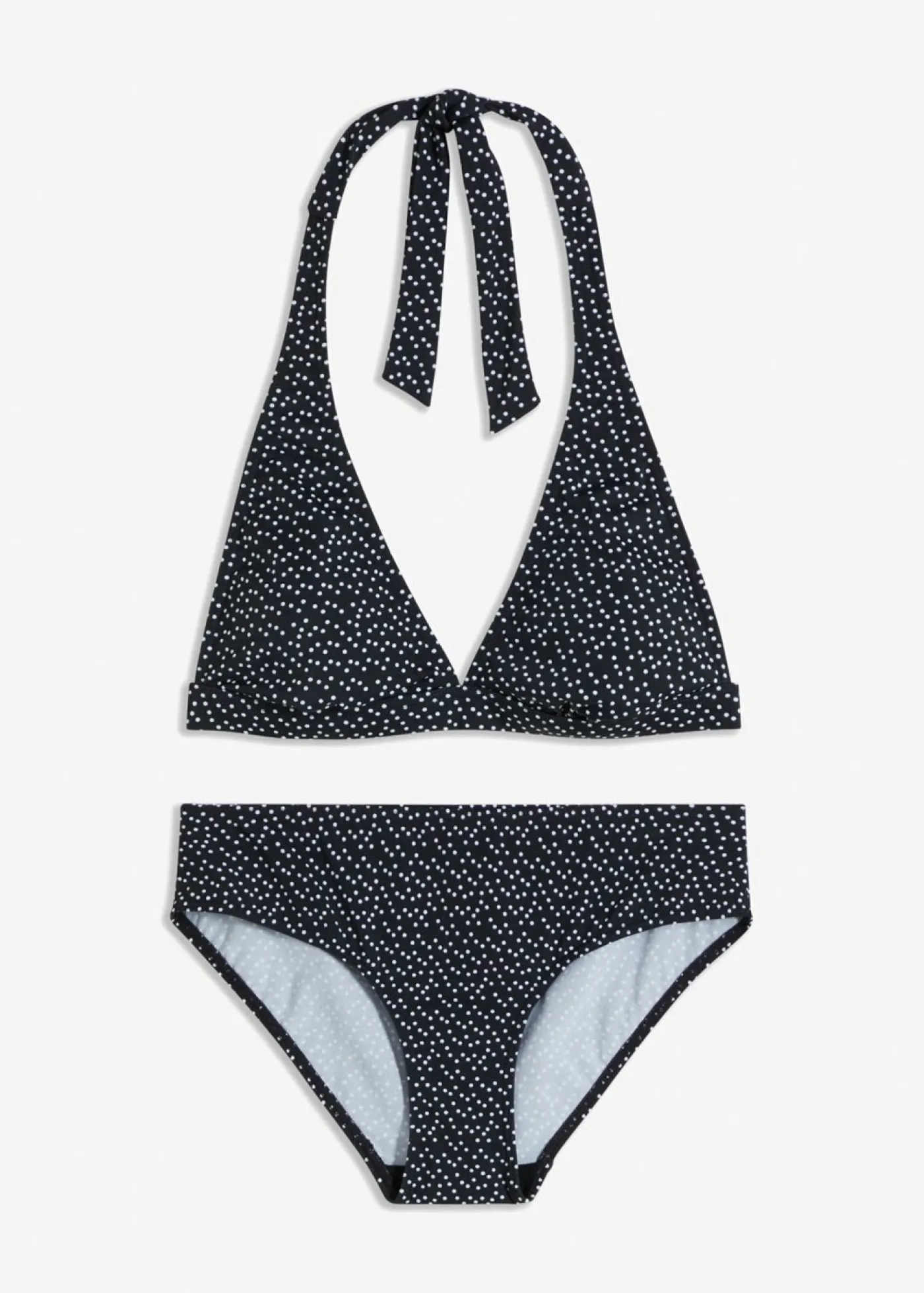 bonprix bonprix Bikini al cuello (2 piezas) negro - blanco topos Sale
