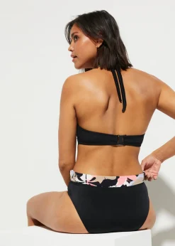 bonprix bonprix Bikini anudado al cuello (2 piezas) blanco/púrpura/negro/marrón claro/beige/rosa pálido con flores Hot