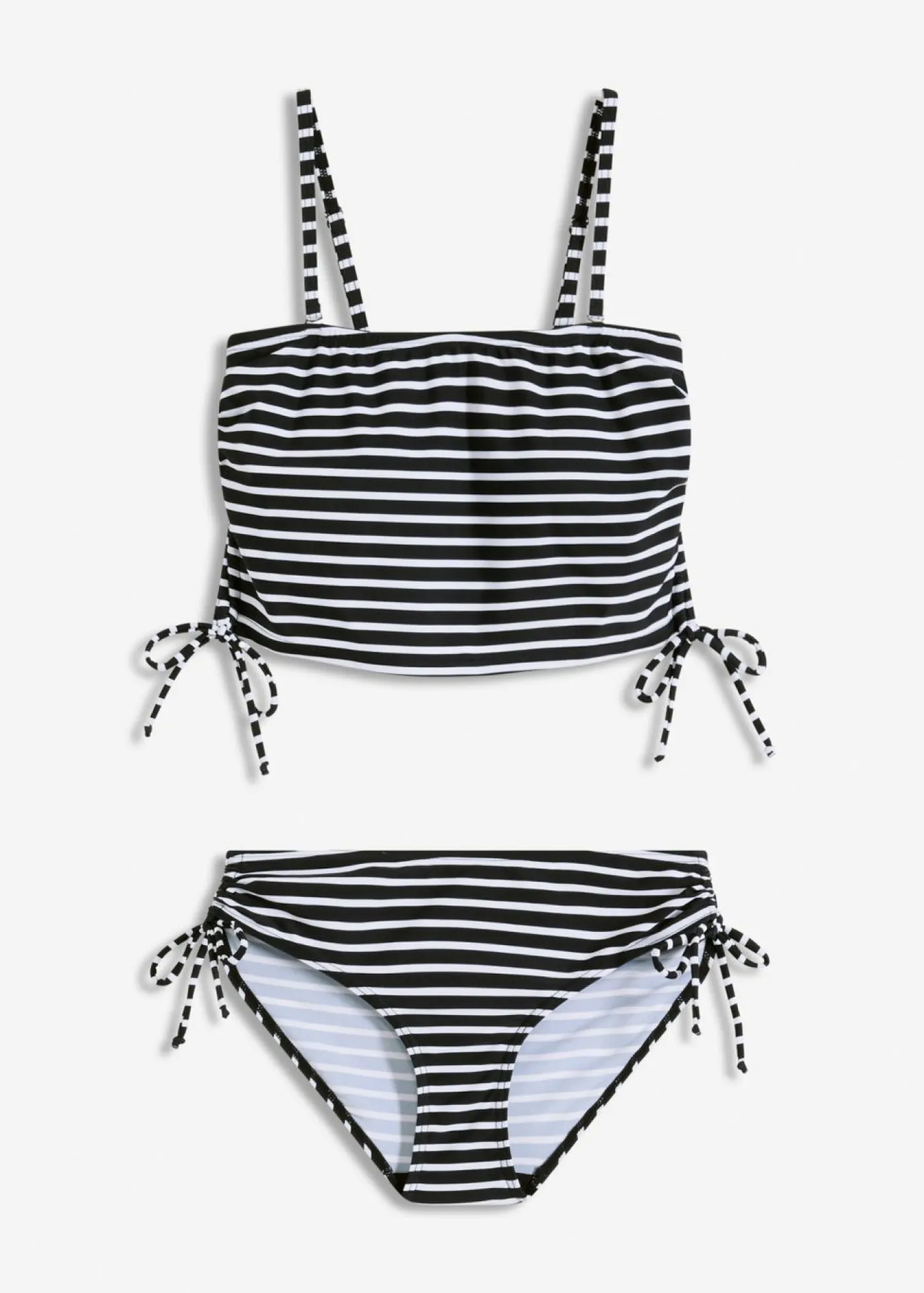 bonprix bonprix Bikini bandeau con tirantes desmontables (2 piezas) Negro-blanco con rayas Online