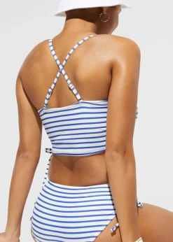 bonprix bonprix Bikini bandeau con tirantes desmontables (2 piezas) Negro-blanco con rayas Online