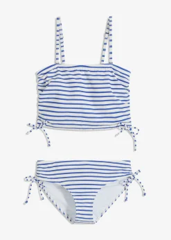 bonprix bonprix Bikini bandeau con tirantes desmontables (2 piezas) blanco/azul zafiro con rayas
