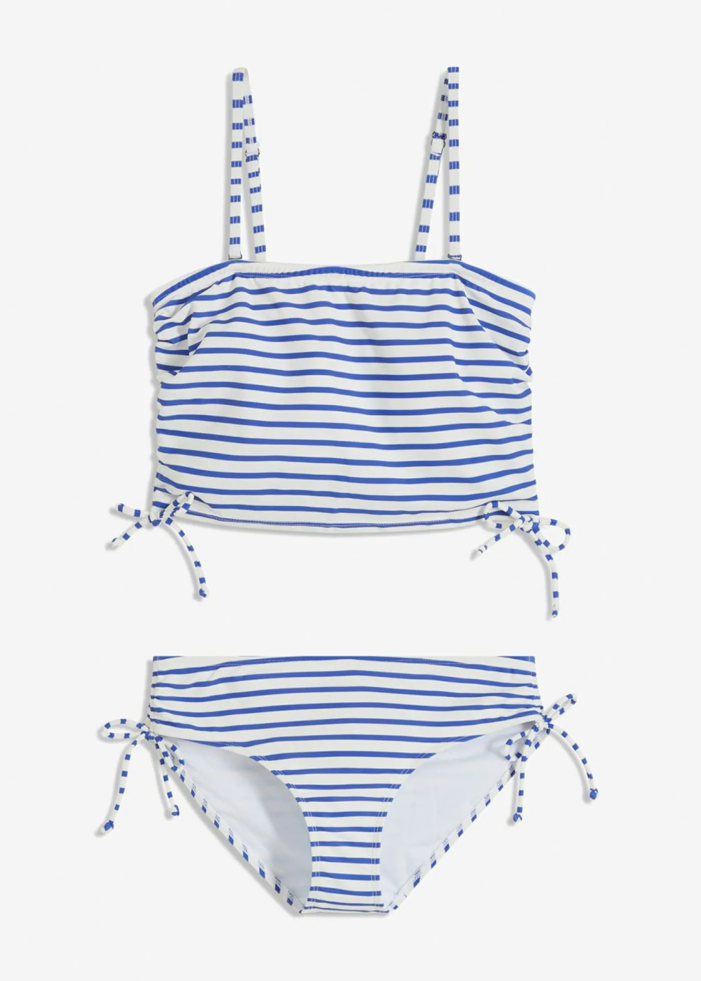 bonprix bonprix Bikini bandeau con tirantes desmontables (2 piezas) blanco/azul zafiro con rayas