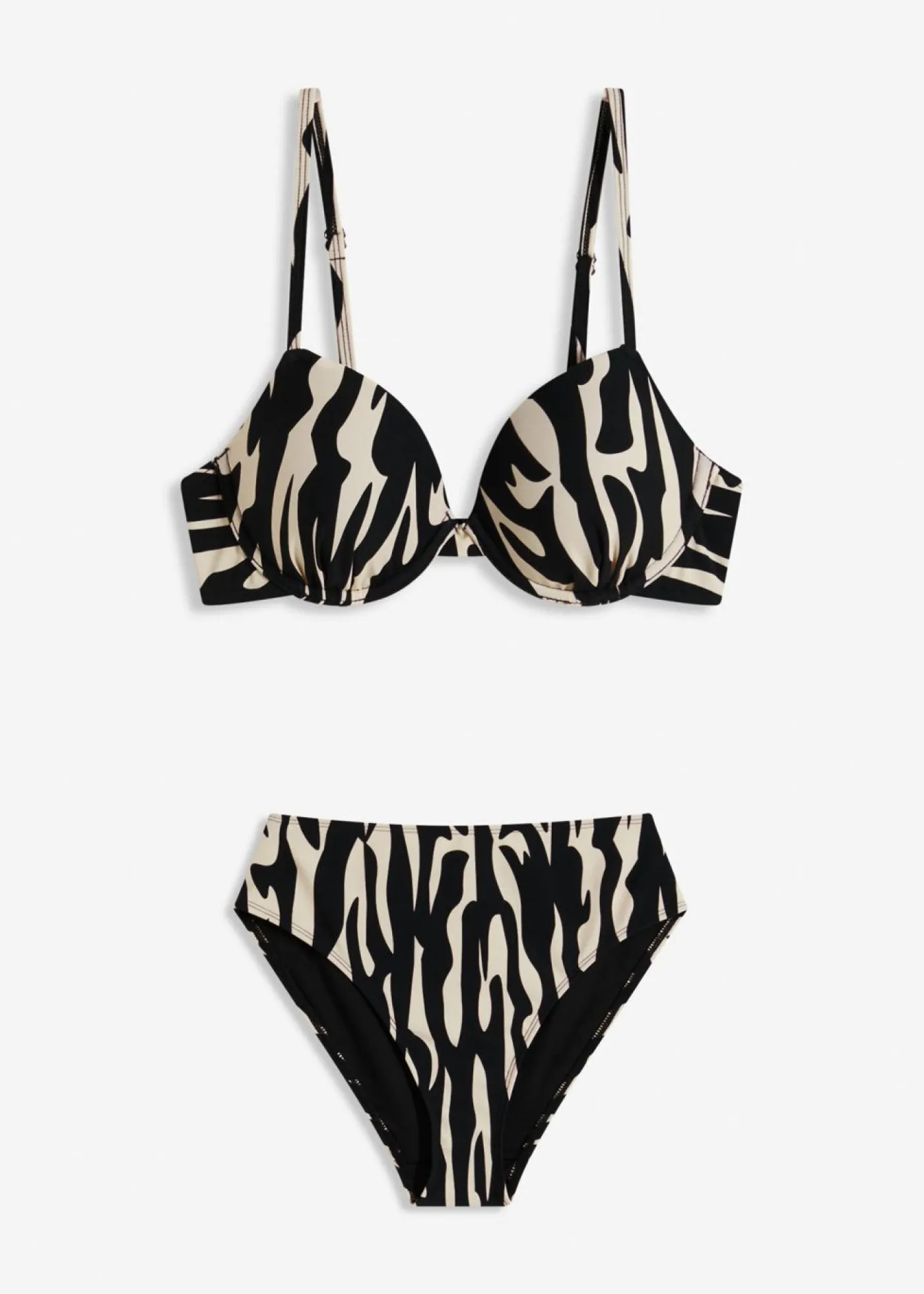bonprix bonprix Bikini con aros (2 piezas) Negro/beige con estampado gráfico Hot