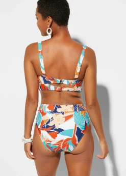 bonprix bonprix Bikini con aros (2 piezas) Blanco-azul-coral estampado Clearance