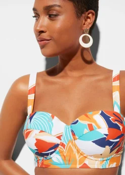 bonprix bonprix Bikini con aros (2 piezas) Blanco-azul-coral estampado Clearance