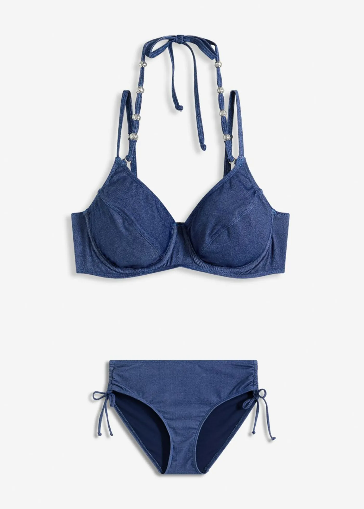 bonprix bonprix Bikini con aros y aspecto vaquero (2 piezas) Azul marino Outlet