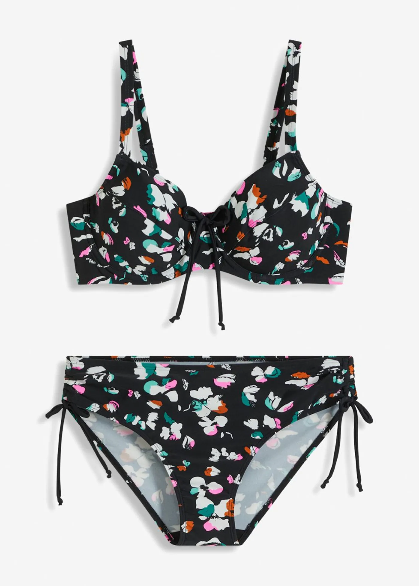 bonprix bonprix Bikini reductor con cinta para anudar (2 piezas) Negro-blanco con estampado gráfico Outlet
