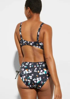 bonprix bonprix Bikini reductor con cinta para anudar (2 piezas) Negro-blanco con estampado gráfico Outlet
