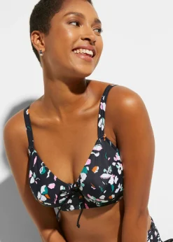 bonprix bonprix Bikini reductor con cinta para anudar (2 piezas) Negro-blanco con estampado gráfico Outlet