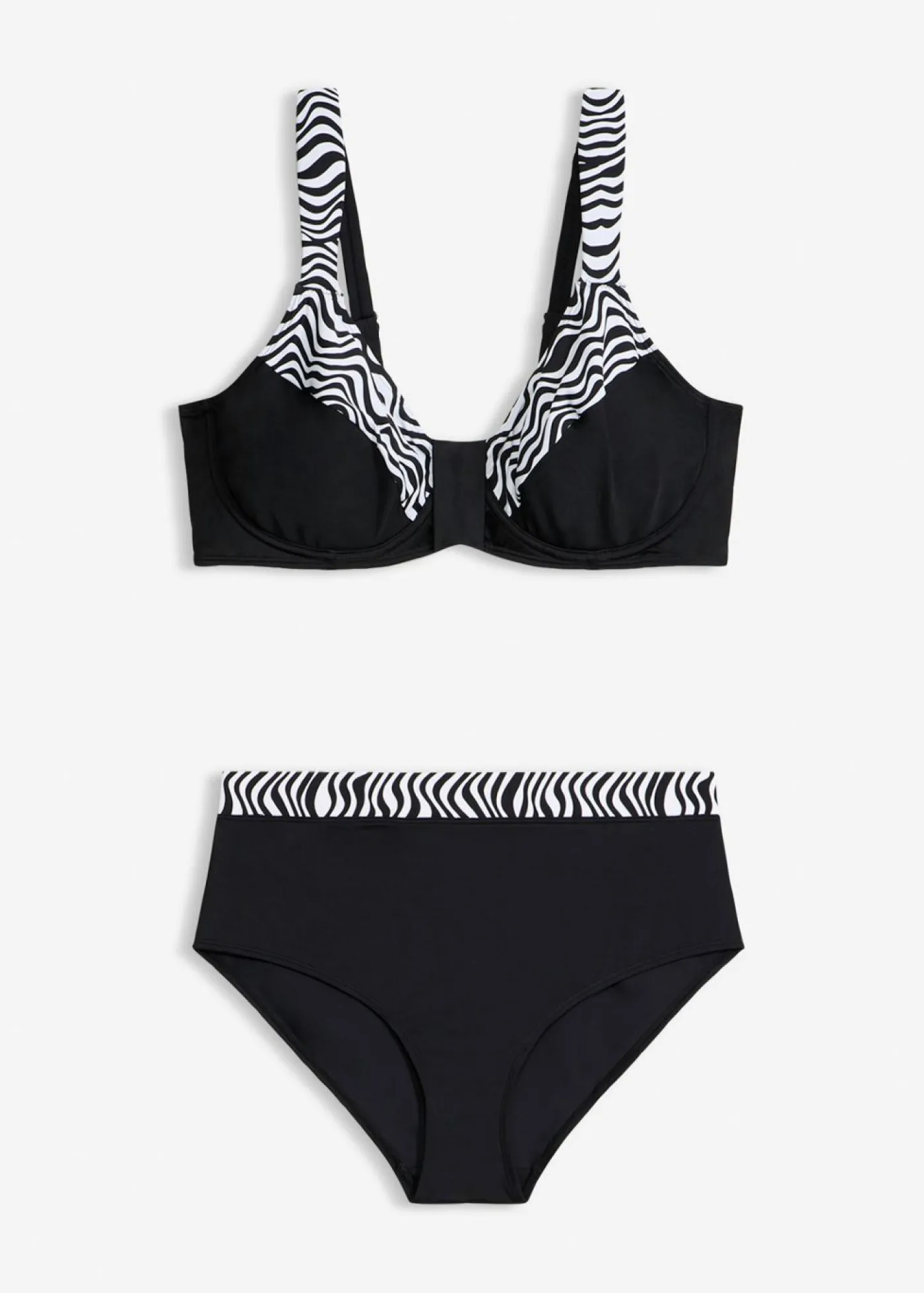 bonprix bonprix Bikini reductor con tirantes acolchados (2 piezas) Negro-blanco Online