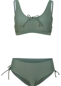 bonprix bonprix Bikini tipo bustier (2 piezas) con cinta para anudar musgo Sale