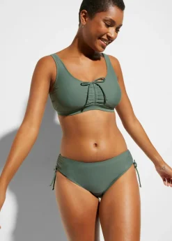 bonprix bonprix Bikini tipo bustier (2 piezas) con cinta para anudar musgo Sale