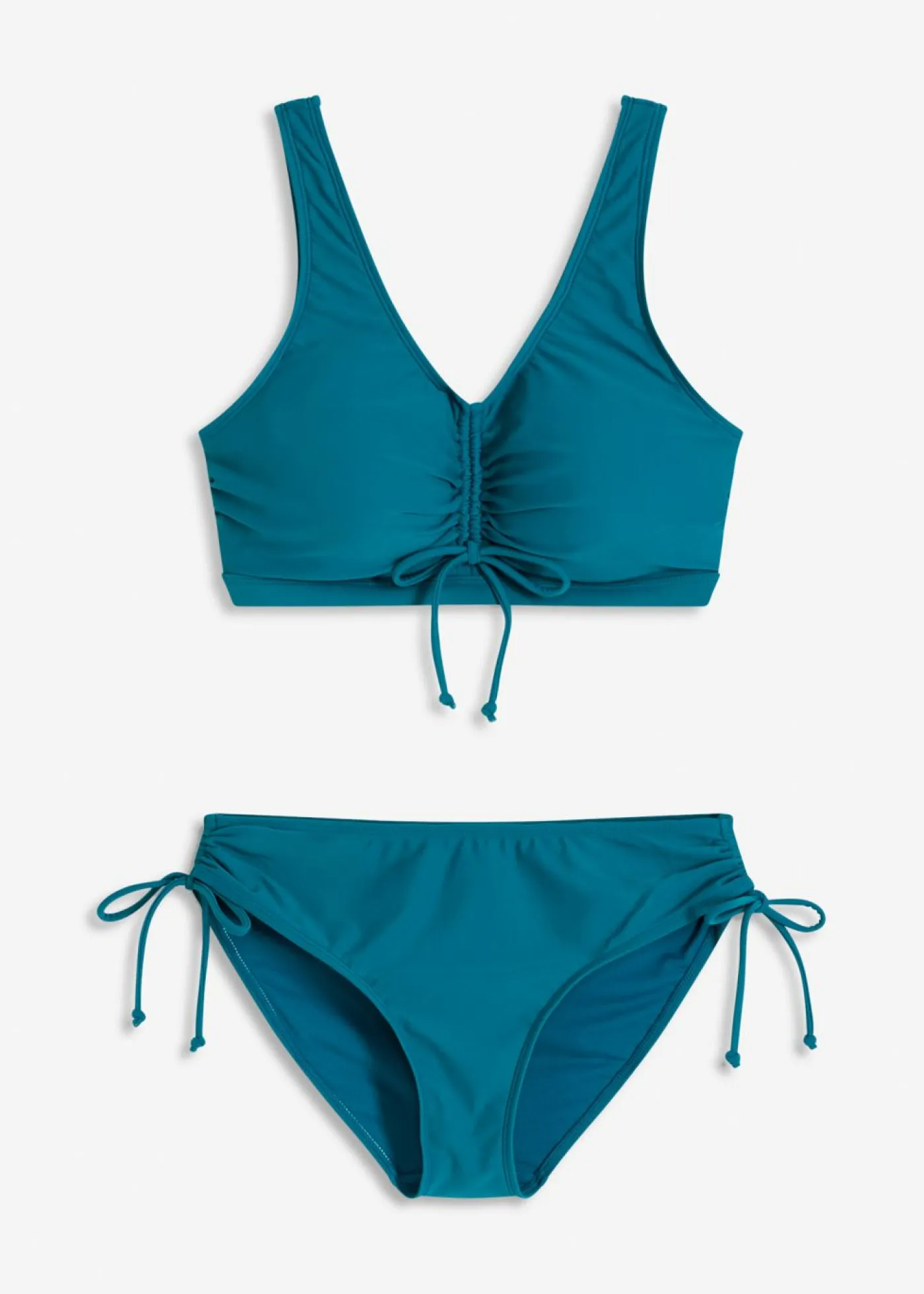 bonprix bonprix Bikini tipo bustier (2 piezas) con cintas para anudar Azul petróleo Hot