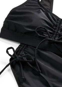 bonprix bonprix Bikini tipo bustier con cintas para anudar (2 piezas) Negro Sale