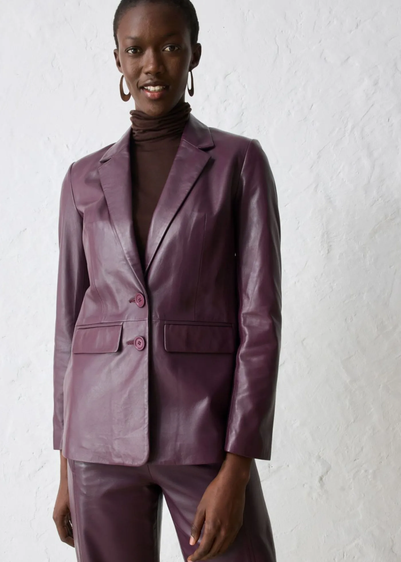 bonprix bonprix Blazer con napa de borrego rojo burdeos New
