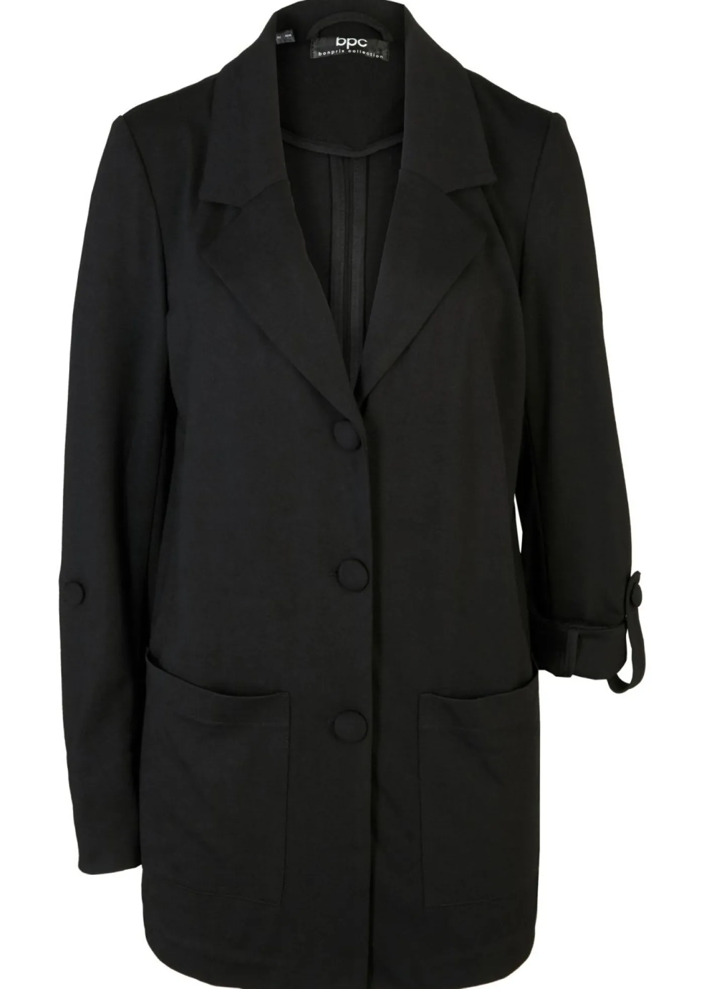 bonprix bonprix Blazer largo Punto di Roma de mezcla de viscosa Negro Outlet