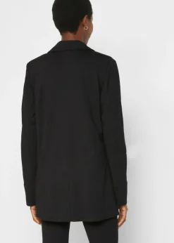 bonprix bonprix Blazer largo Punto di Roma de mezcla de viscosa Negro Outlet