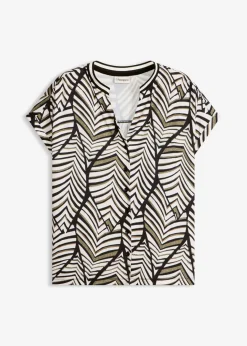 bonprix bonprix Blusa negro-blanco perla-oliva pálido Best