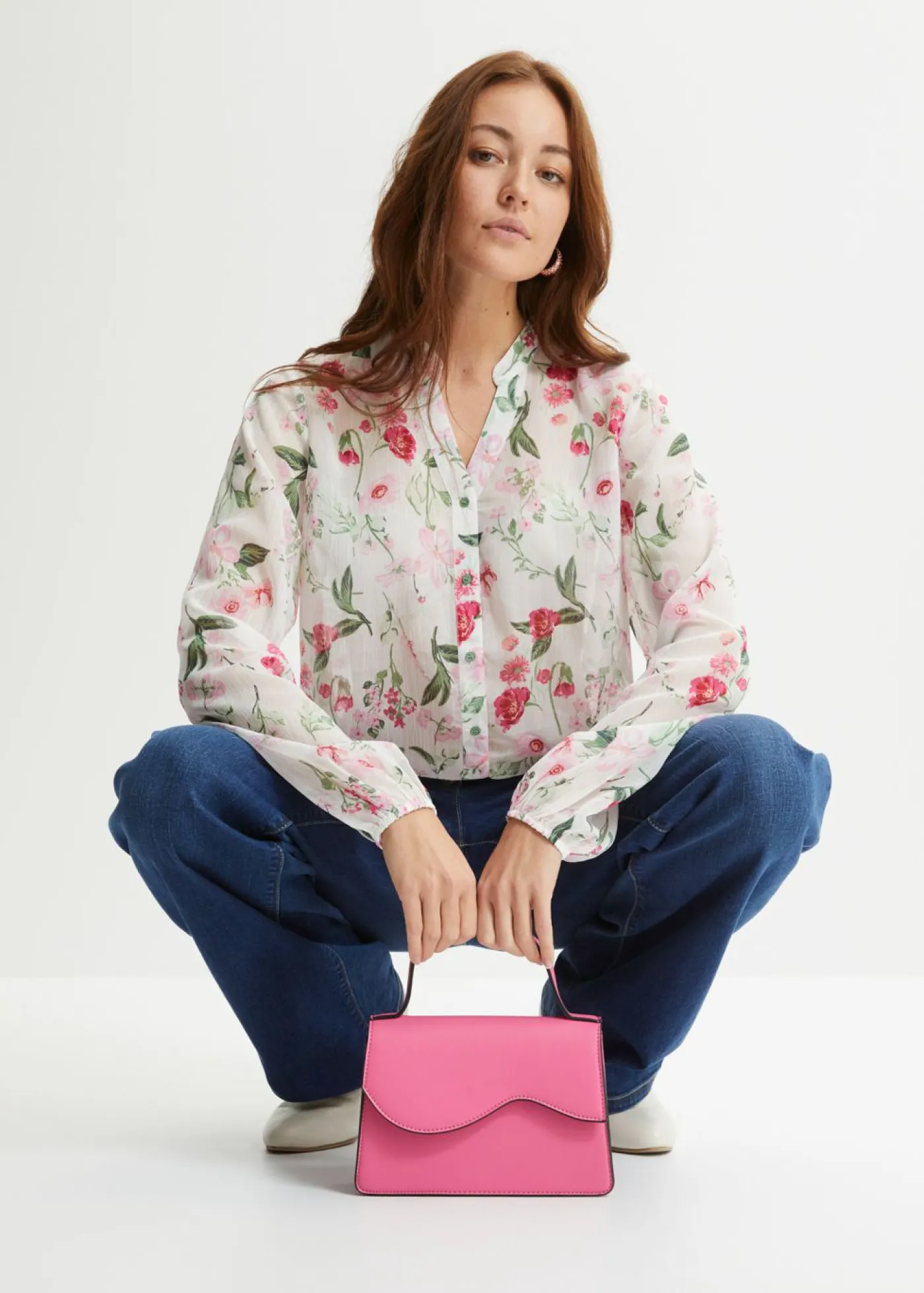 bonprix bonprix Blusa Blanco lana con flores New