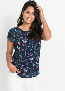 bonprix bonprix Blusa Azul oscuro de flores Sale