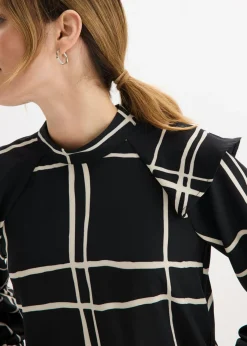 bonprix bonprix Blusa negro-crema a cuadros Clearance