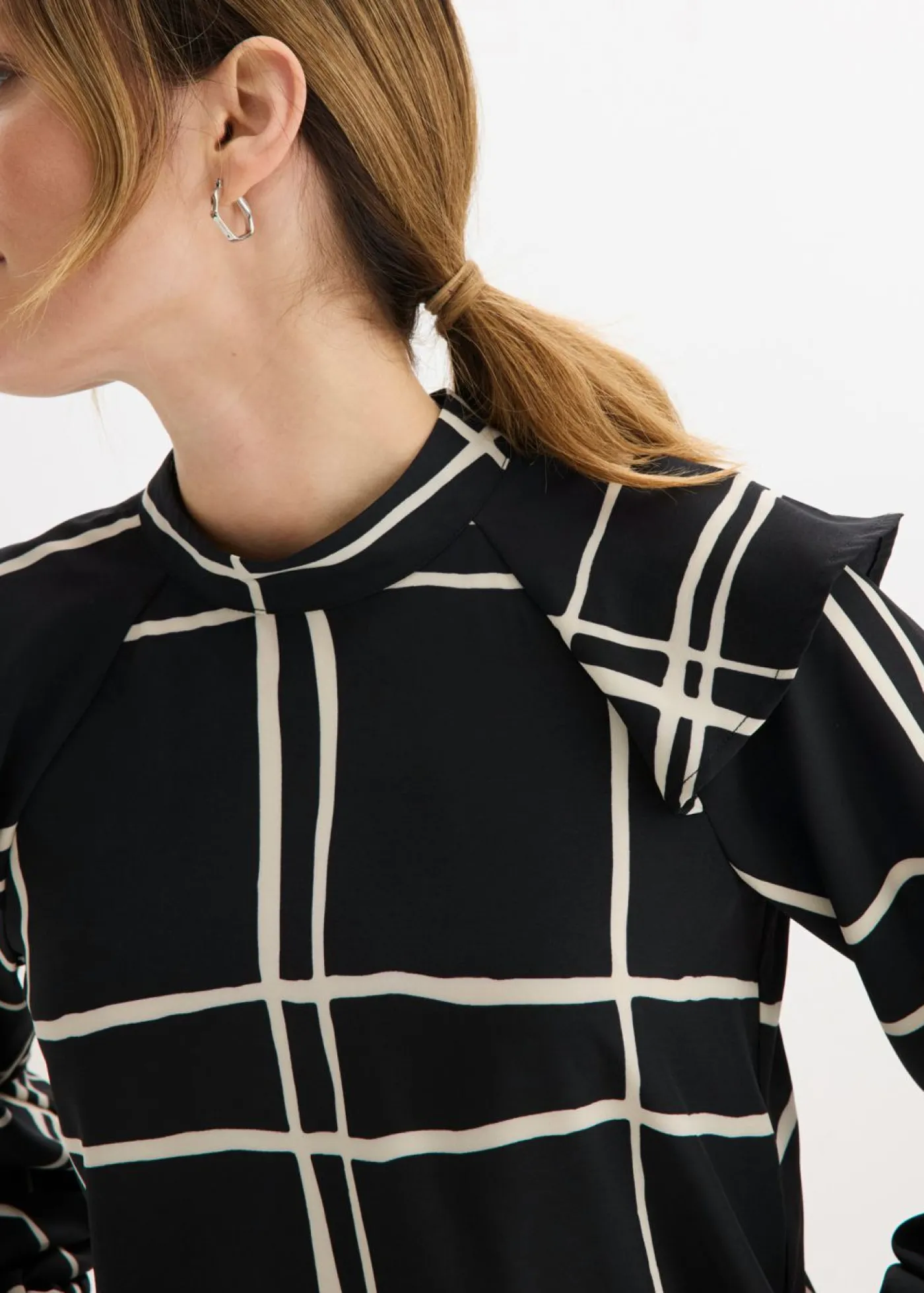 bonprix bonprix Blusa negro-crema a cuadros Clearance