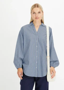 bonprix bonprix Blusa azul ahumado/blanco rayas verticales