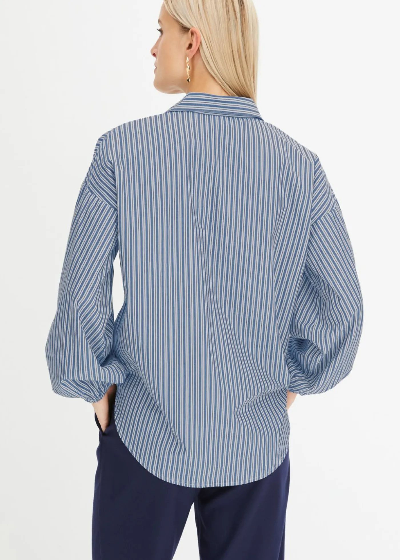 bonprix bonprix Blusa azul ahumado/blanco rayas verticales