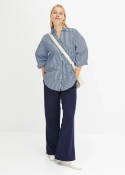 bonprix bonprix Blusa azul ahumado/blanco rayas verticales