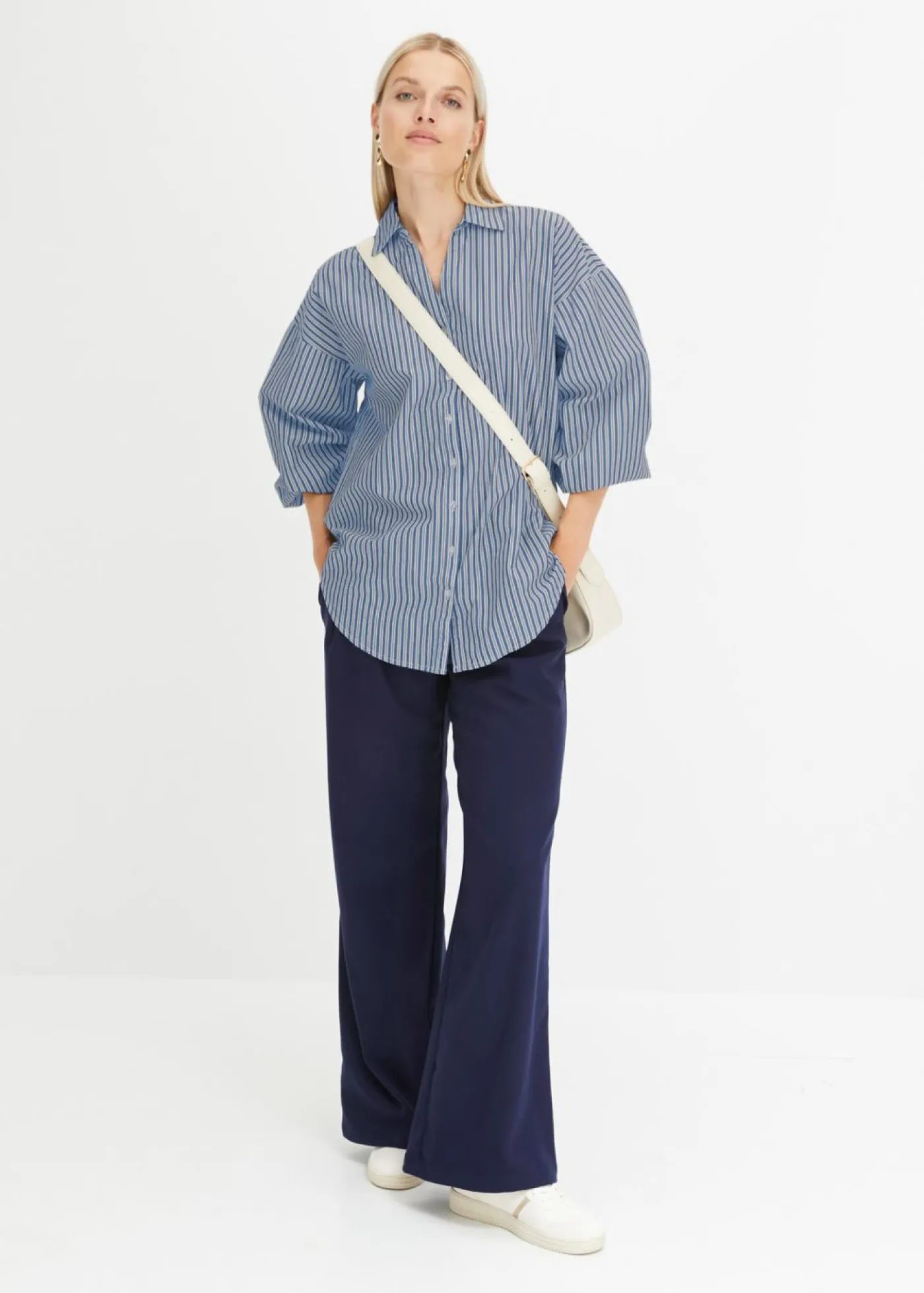 bonprix bonprix Blusa azul ahumado/blanco rayas verticales