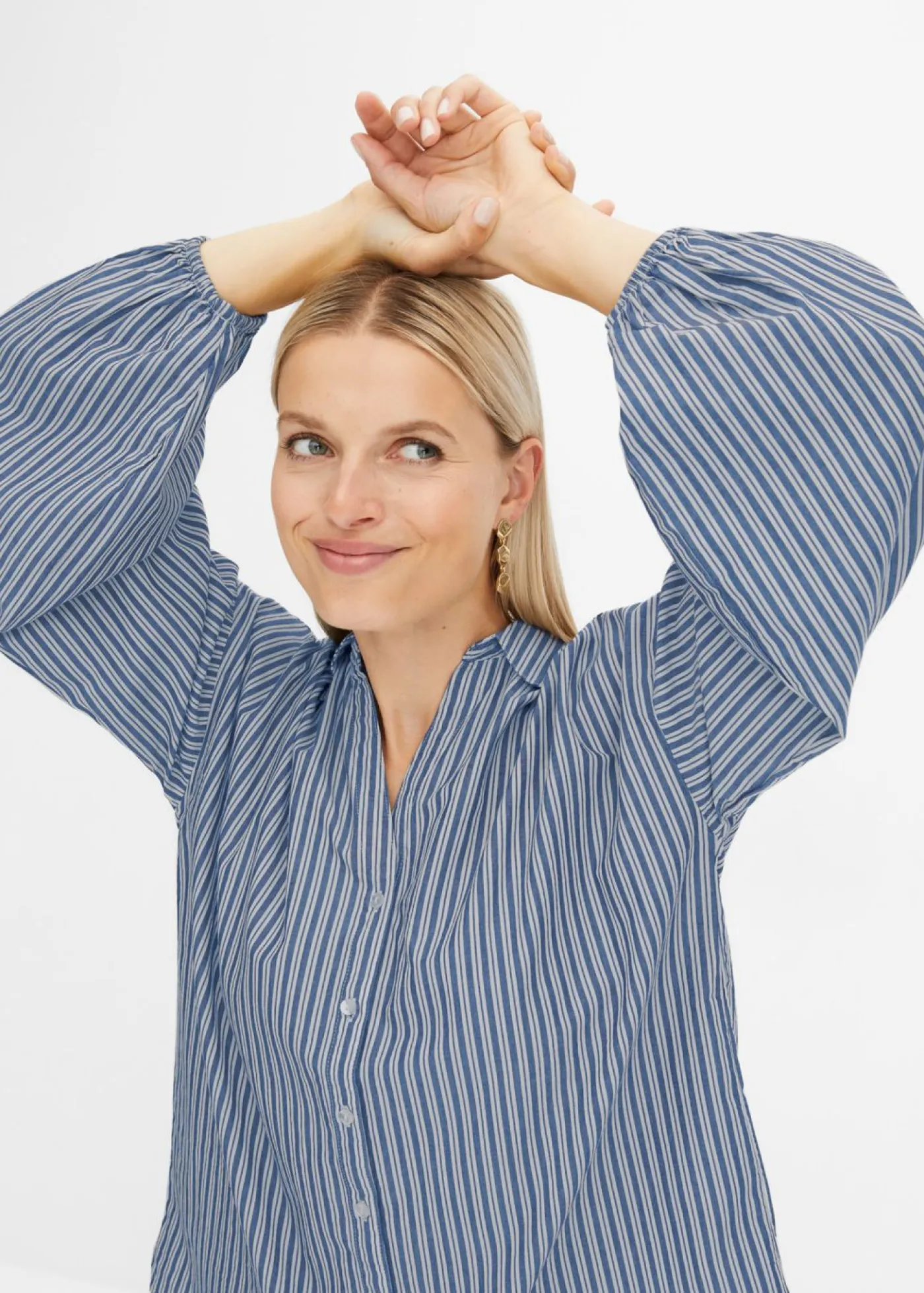 bonprix bonprix Blusa azul ahumado/blanco rayas verticales