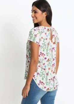 bonprix bonprix Blusa Blanco lana de flores Outlet