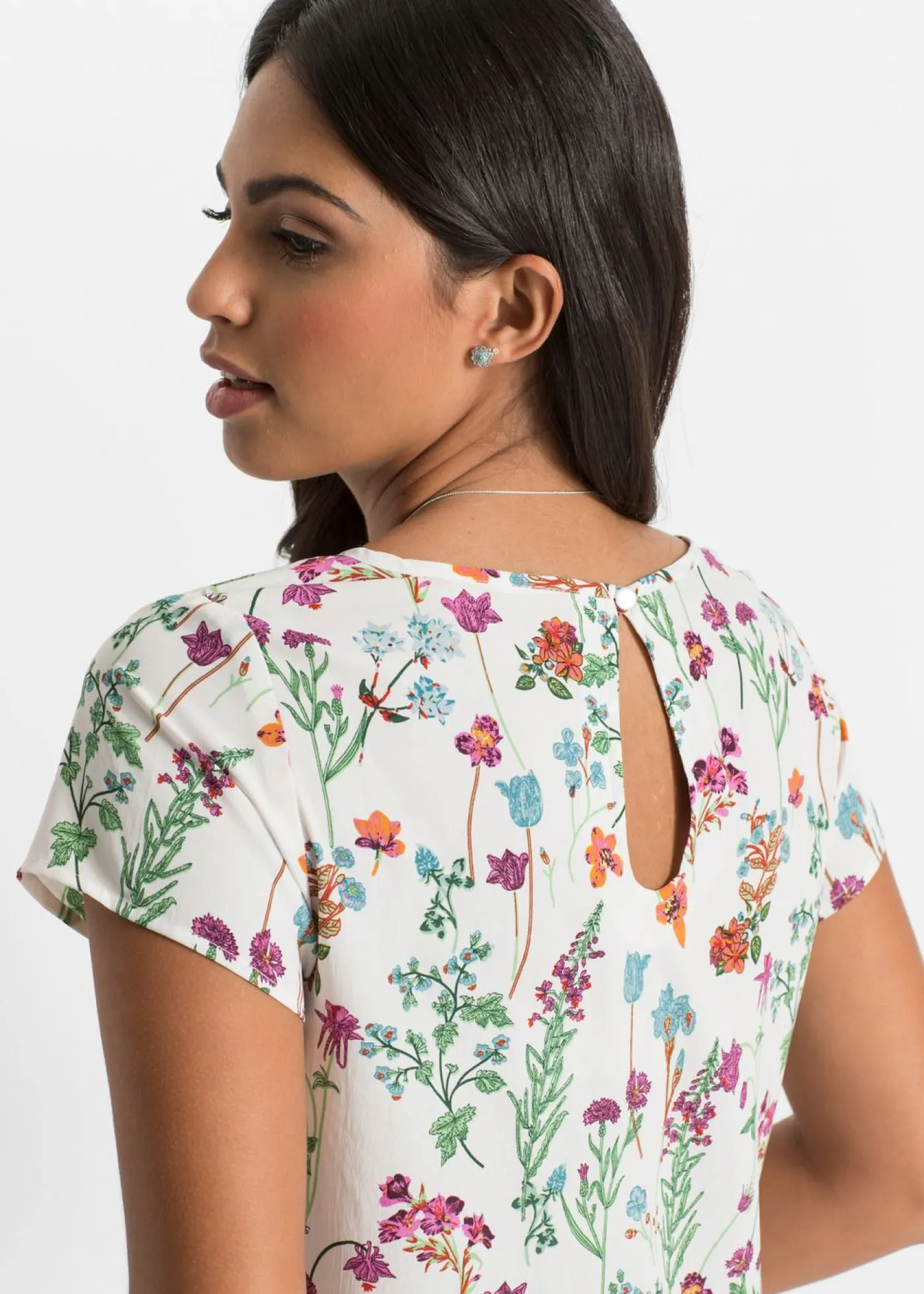 bonprix bonprix Blusa Blanco lana de flores Outlet