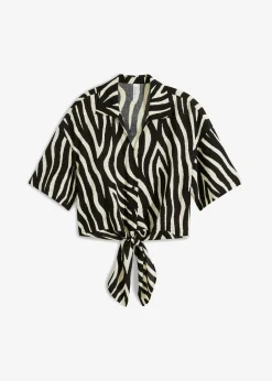 bonprix bonprix Blusa negro-crudo rizado New