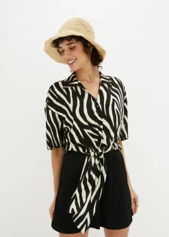 bonprix bonprix Blusa negro-crudo rizado New