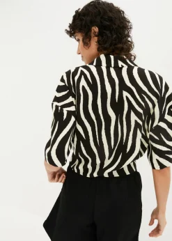 bonprix bonprix Blusa negro-crudo rizado New