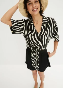 bonprix bonprix Blusa negro-crudo rizado New