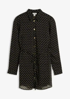 bonprix bonprix Blusa 2 en 1 de gasa para durante y después del embarazo Negro-oro Outlet