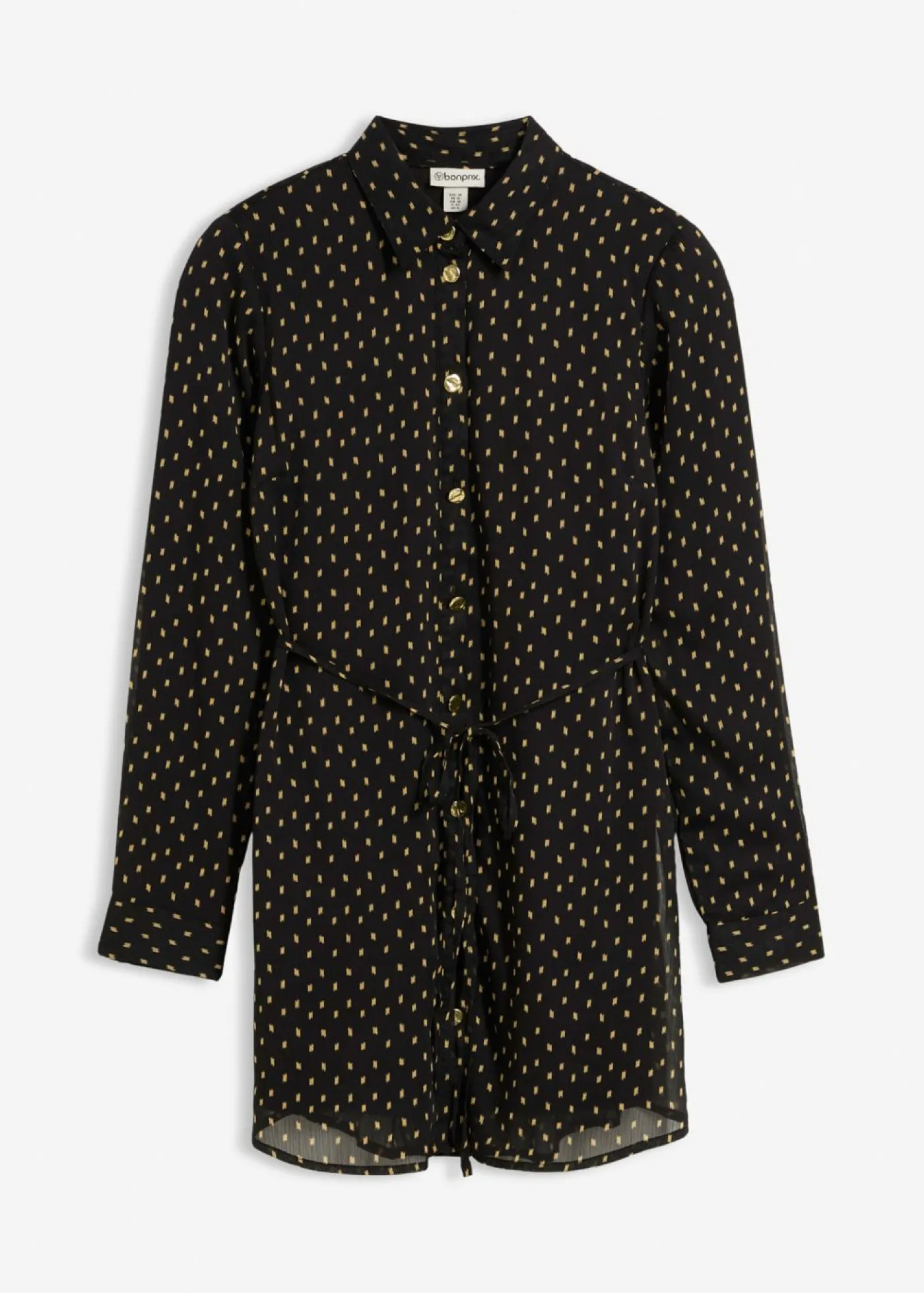 bonprix bonprix Blusa 2 en 1 de gasa para durante y después del embarazo Negro-oro Outlet