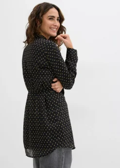 bonprix bonprix Blusa 2 en 1 de gasa para durante y después del embarazo Negro-oro Outlet